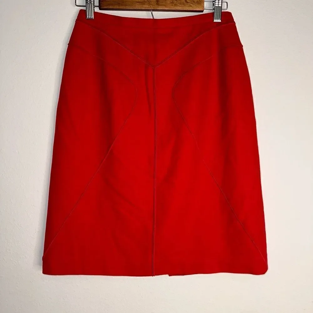 Harve Bernard Womens 6 Red Wool‎ Blend Vintage Bold Preppy Pencil Skirt